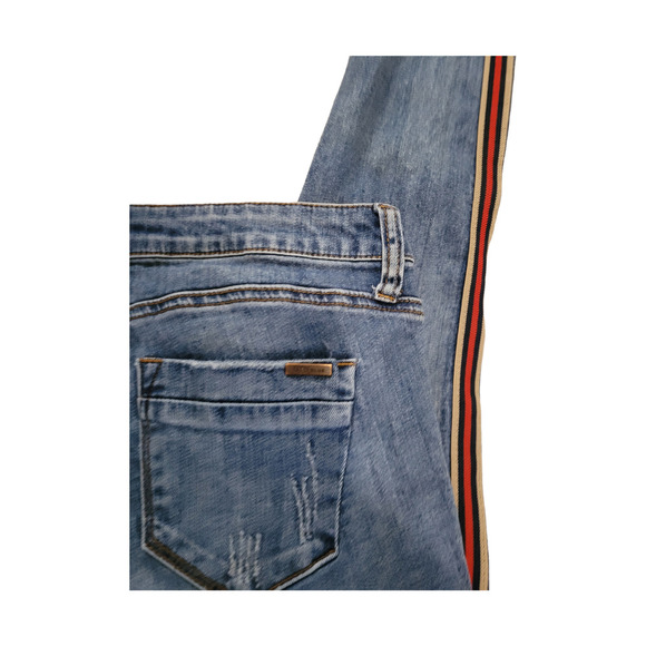 Sts BLUE Piper Skinny Straight Leg Red & Tan Stripe Blue Denim Jeans Sz. 6 - Picture 6 of 9